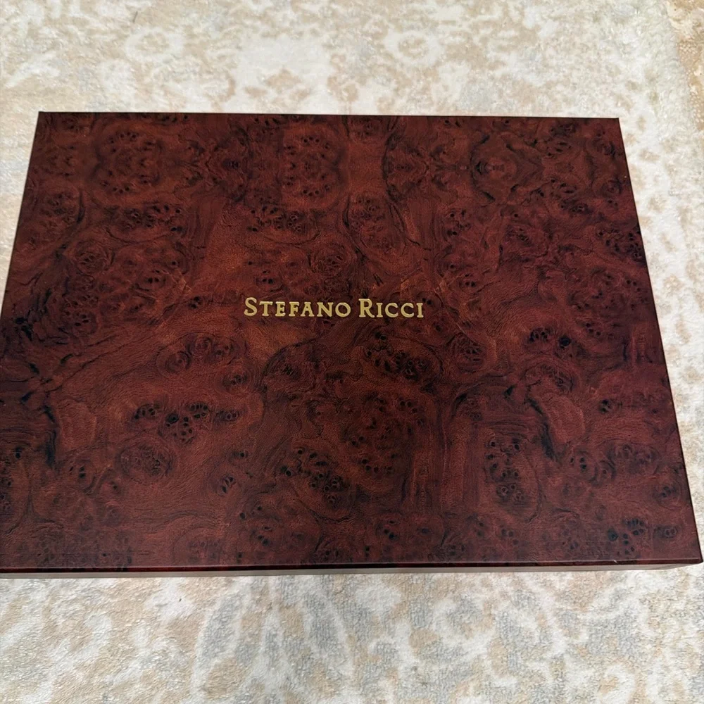 Stefano Ricci Cream and Brown Scroll Throw